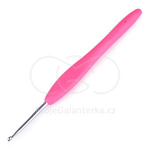 Háček  3,0 mm, na háčkování, silikonová rukojeť, náhodná barva