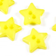 Knoflík plastový, 12mm, hvězda, žlutá světlá