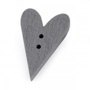 Knoflík dřevěným, srdce, 21x33mm, šedý holubí