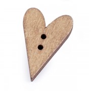 Knoflík dřevěným, srdce, 21x33mm, přírodní