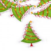 Knoflík dřevěný, vánoční, stromeček, 30x35mm, zelený