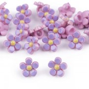 Knoflík plastový, 11mm, květ, fialový