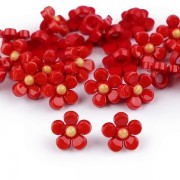Knoflík plastový, 11mm, květ, červený