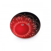Knoflík plastový, 31mm, mandala, červená