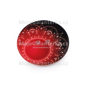 Knoflík plastový, 31mm, mandala, červená