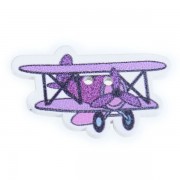 Knoflík dřevěný, letadlo, 32x20mm, fialové
