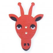 Knoflík dřevěný, žirafa, 23x33mm, červená