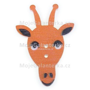 Knoflík dřevěný, žirafa, 23x33mm, oranžová