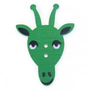 Knoflík dřevěný, žirafa, 23x33mm, zelená