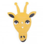 Knoflík dřevěný, žirafa, 23x33mm, žlutá