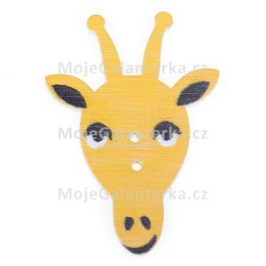 Knoflík dřevěný, žirafa, 23x33mm, žlutá