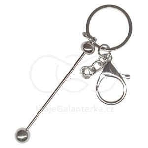 Přívěsek na klíče, pro silikonové korálky, s karabinou, silver