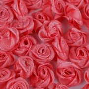 Textilní růžička, průměr 13-15 mm, růžová korálová