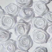 Textilní růžička, 15 mm, bílá
