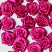 Textilní růžička, 15 mm, tmavě růžové