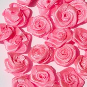 Textilní růžička, 15 mm, růžová
