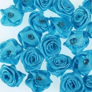 Textilní růžička, 15 mm, tyrkys
