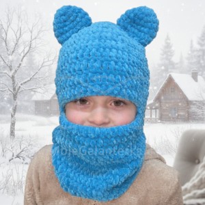 Návod na háčkovanou kuklu, Kukla - prodloužená čepice, modrá