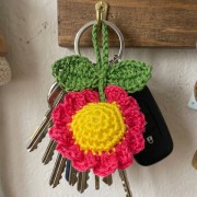 Návod na háčkovanou květinu, Květinový přívěsek na klíče, zelený