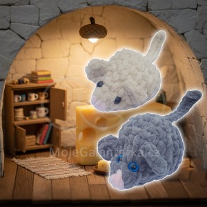 Návod na háčkovanou myš, jedním tahem, šedá