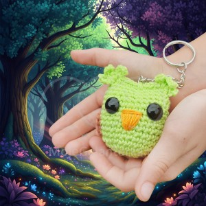 Návod na háčkování, Sovička mini Hů, přívěsek (zelená)