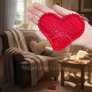 Návod na háčkované srdce, Srdce, přívěsek, červené