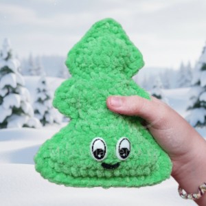 Návod na háčkovaný stromeček, Stromeček s obličejem, zelený