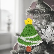 Návod na háčkovaný stromeček, Vánoční stromeček, půlkruh, zelený