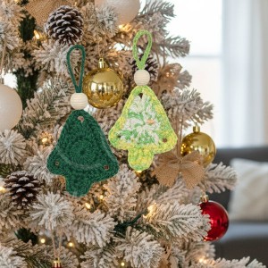 Návod na háčkovaný stromeček, Vánoční stromeček, s korálkem, zelený