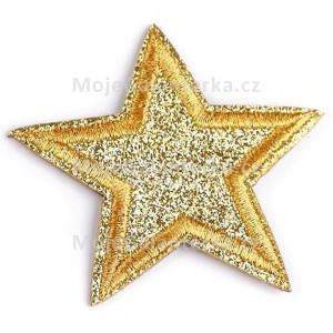 Nažehlovačka, 65x70 mm, hvězda, zlatá