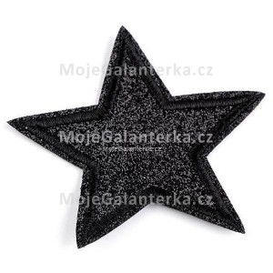Nažehlovačka, hvězda, 65x70 mm, černá