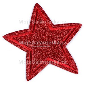 Nažehlovačka, hvězda, 65x70 mm, červená