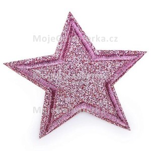 Nažehlovačka, hvězda, 65x70 mm, lila