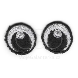 Oči vyšívané, 20 mm, bílé (1 pár)