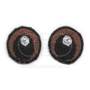 Oči vyšívané, 20 mm, hnědé (1 pár)