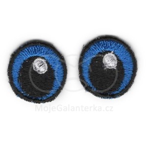 Oči vyšívané, 20 mm, modré tmavé (1 pár)