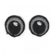 Oči vyšívané, 20 mm, šedé (1 pár)