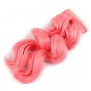 Vlasy pro panenky, 25 cm, vlnité, růžové