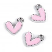 Přívěsek mini srdce 10x10 mm, růžové světlé