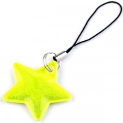Reflexní přívěsek, taháček, 35mm, hvězda, žlutozelená reflexní