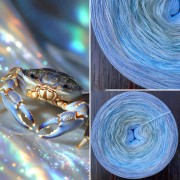 Příze Čarovné klbko, (3n), 1000m, Zodiac - Cancer, glitter hellblau irise