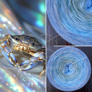 Příze Čarovné klbko, (3n), 1000m, Zodiac - Cancer, glitter hellblau irise