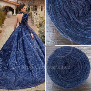 Příze Čarovné klbko, (3n), 1000m, Limited Edition No.184, glitter schwarz blau