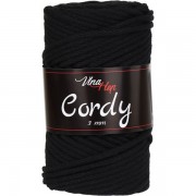 Příze Cordy, 3mm, 8001, černá