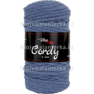 Příze Cordy, 5mm, 8090, modrá jeans (Doprodej šarže)