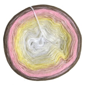 Příze Duhovka, (4nitka), bílá, smetanová, sv.žlutá, pudrová, růžová, hnědo-šedá, 750m