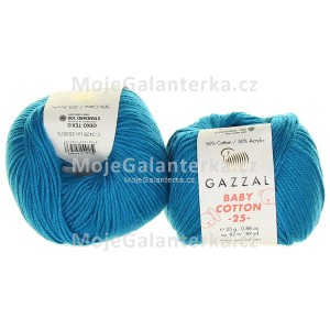 Příze Baby Cotton 25, 3428, tmavě tyrkysová