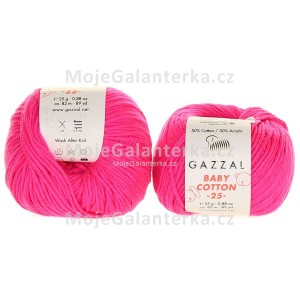 Příze Baby Cotton 25, 3461, neon sytě růžová