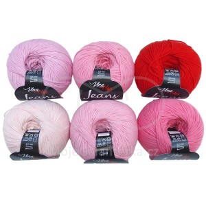 Příze Jeans, (Vlna-Hep), sada 2302 (6ks), růžová