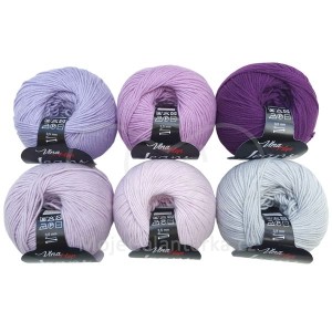 Příze Jeans, (Vlna-Hep), sada 2303 (6ks), fialová